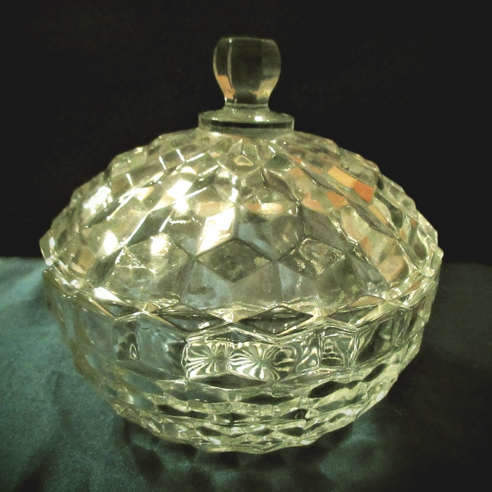Vtg FOSTORIA AMERICAN Diamond Edge Nappy 6" Candy